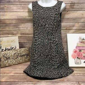 Loft Sz m black white yellow tan sleeveless dress